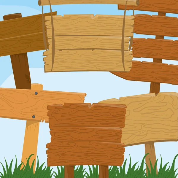 Holzschild im Gras — Stockvektor
