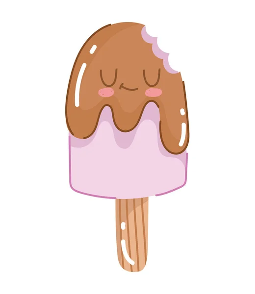 Bitten ice cream cute — Stock Vector