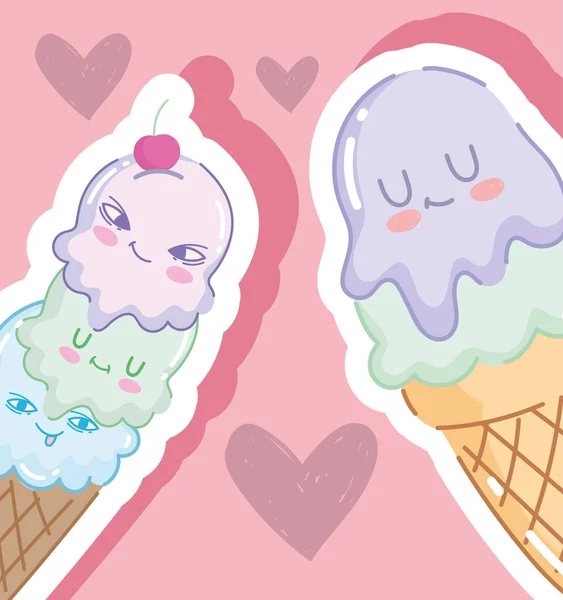 アイスクリームシールかわいい — ストックベクタ