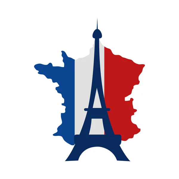 France carte drapeau et tour eiffel — Image vectorielle