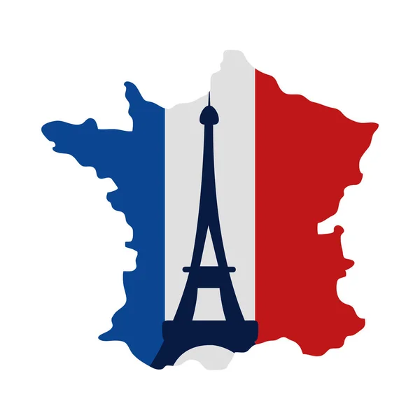 Флаг Франции на карте — стоковый вектор