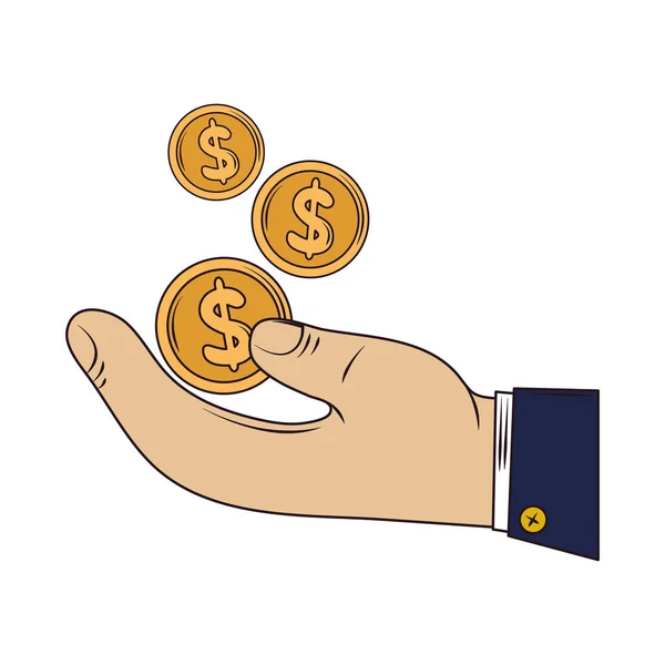 Main avec pièces investissement — Image vectorielle