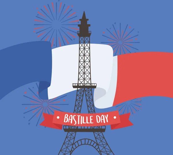 Bastille day eiffel tower — Stock Vector