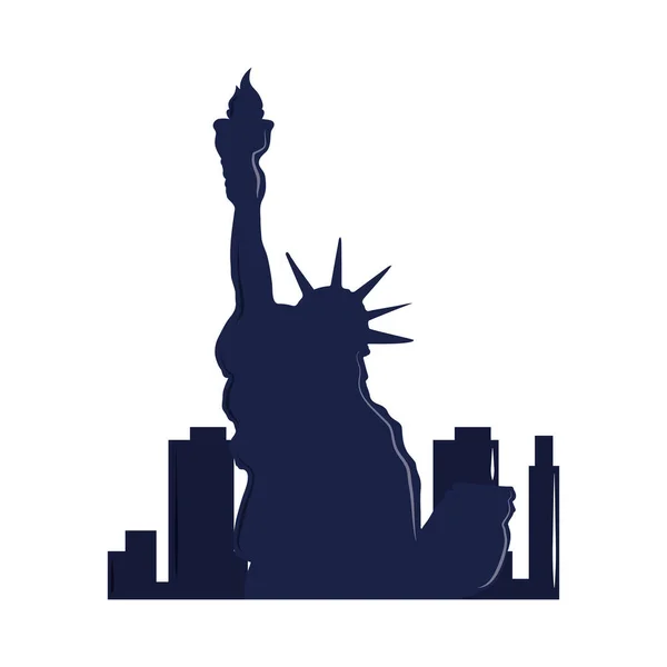 Silhouette NY ville statue liberté — Image vectorielle