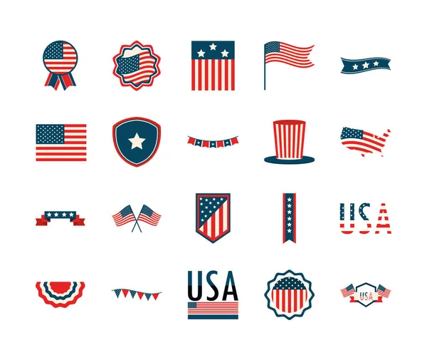 Banderas de emblemas americanos — Vector de stock