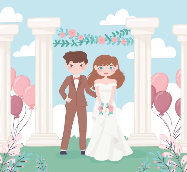 Wedding bride and groom — Stock Vector