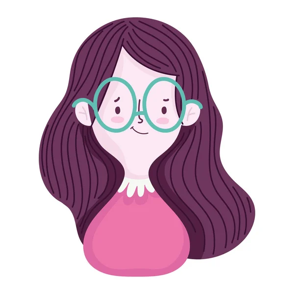 Linda chica con gafas — Vector de stock