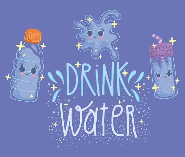 Minum kartun air - Stok Vektor