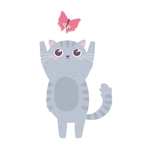 Cute cat with butterfly — Stock Vector