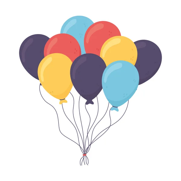 Bunch balloons celebration — Stock Vector