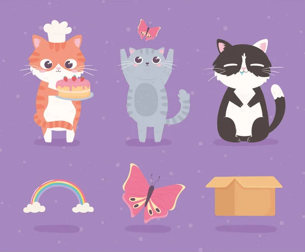 Desenho animado bonito gatinhos —  Vetores de Stock