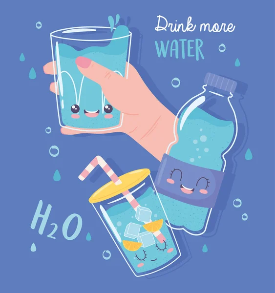 Minum lebih banyak kartun air - Stok Vektor