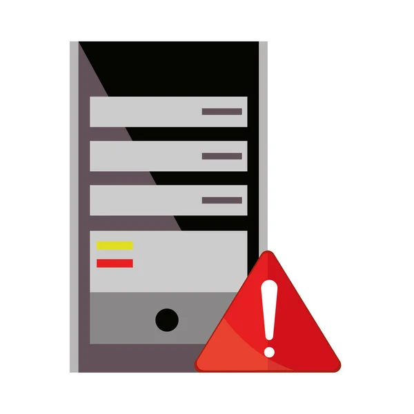 Computer tower warning spam — Stock Vector