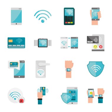 nfc teknoloji simgesi seti