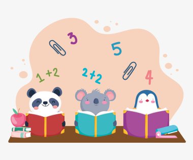 Güzel öğrenci hayvanlar okuyor.