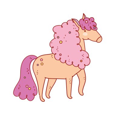 Tek boynuzlu at kıvırcık yelesi