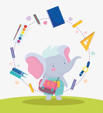 Çantalı sevimli fil.