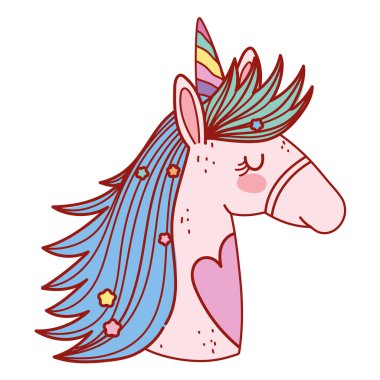 tek boynuzlu at kafası çizgi filmi