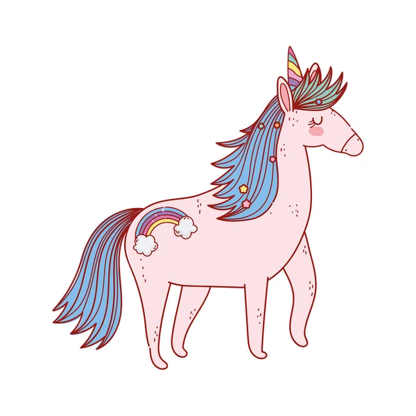 Dessin animé licorne animal — Image vectorielle