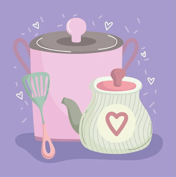Кастрюля и чайник — стоковый вектор