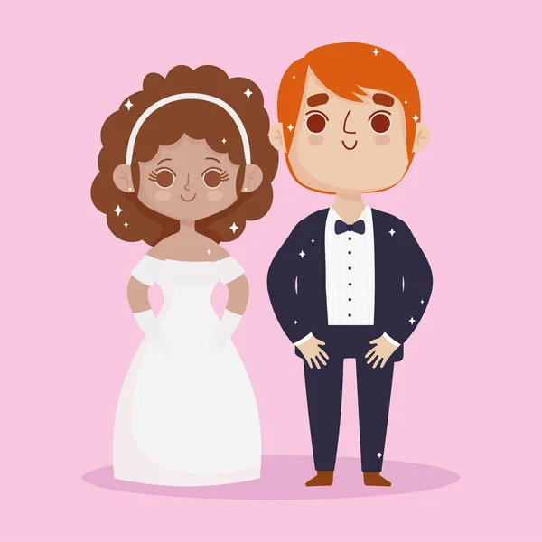 Cute wedding couple — Stock Vector