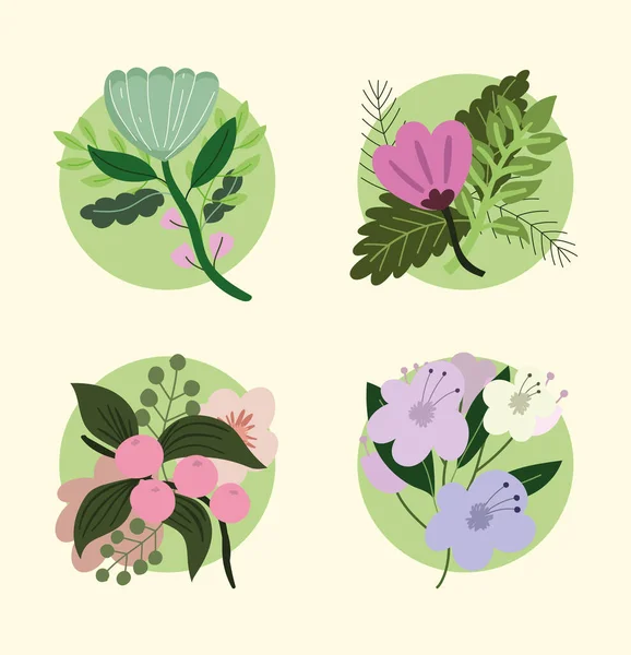 Kwiaty liście roślinność — Wektor stockowy