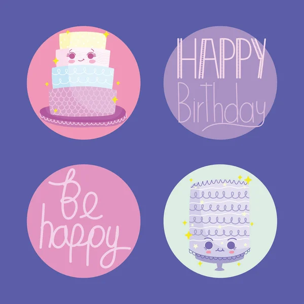 Birthday lettering icons — Stock Vector