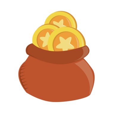 Çanta karikatüründeki bozuk paralar