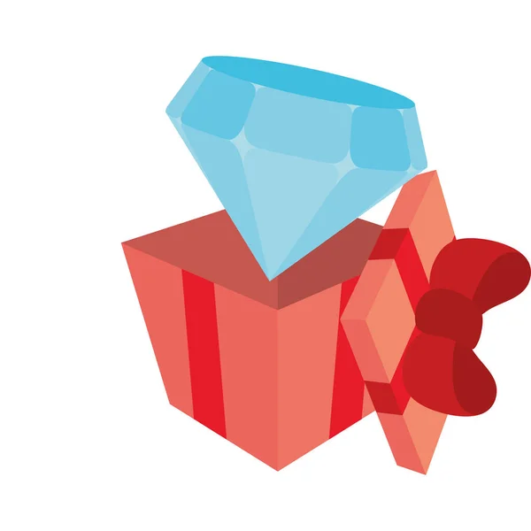 Diamante na caixa de presente — Vetor de Stock