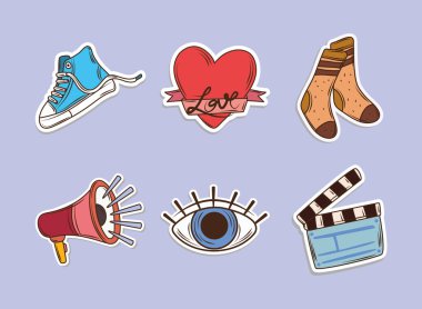 Retro çıkartmalar ayarlandı