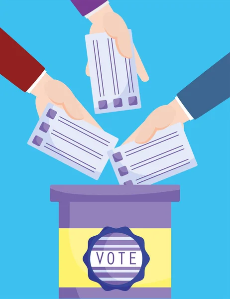 Mãos inserindo voto de votação —  Vetores de Stock
