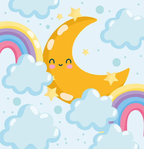 Cartoon moon with stars vector PNG - Similar PNG