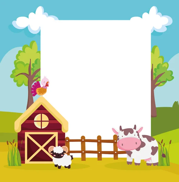 Banner mit Bauernhof-Karikaturen — Stockvektor