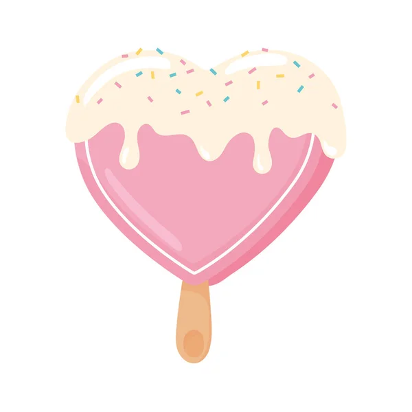 Coeur en forme de crème glacée — Image vectorielle