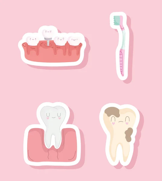 Pegatina de dientes conjunto — Vector de stock