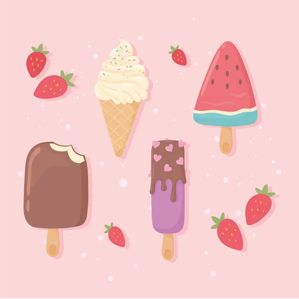 Ícones de sorvete — Vetor de Stock