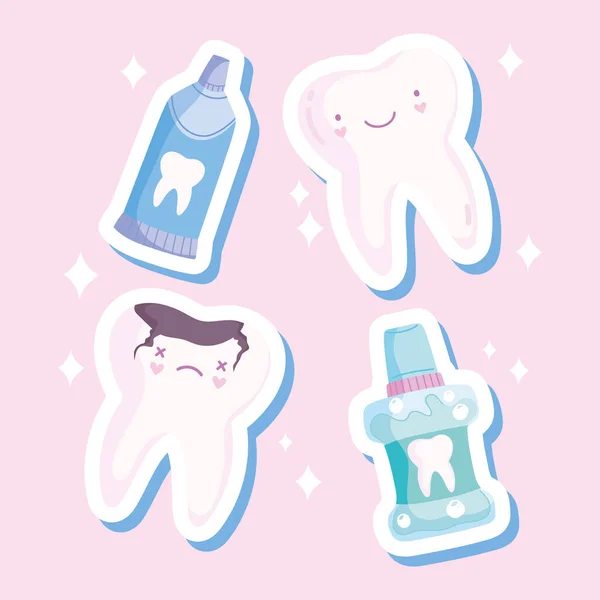 Kawaii Zahnpflege Set — Stockvektor