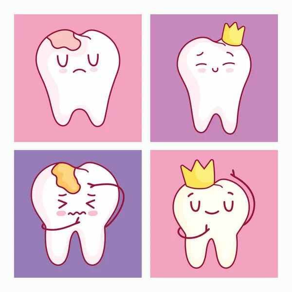 Colección de dibujos animados dientes — Vector de stock