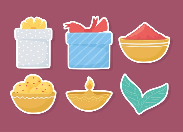 Ensemble d'icônes nourriture et cadeaux — Image vectorielle