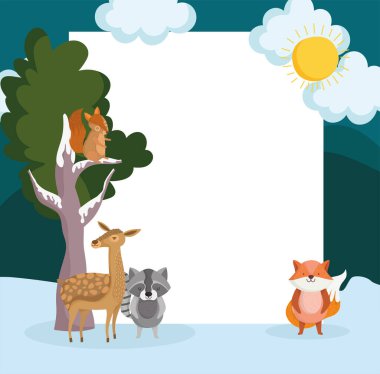 hayvanlar kış ve etiket