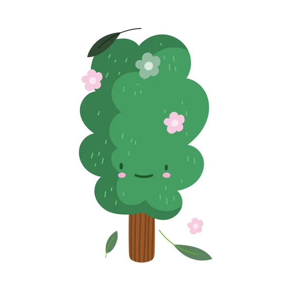 귀여운 초록 나무의 성질 — 스톡 벡터