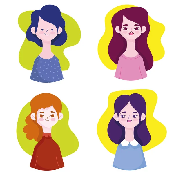 Mujeres avatar conjunto — Vector de stock