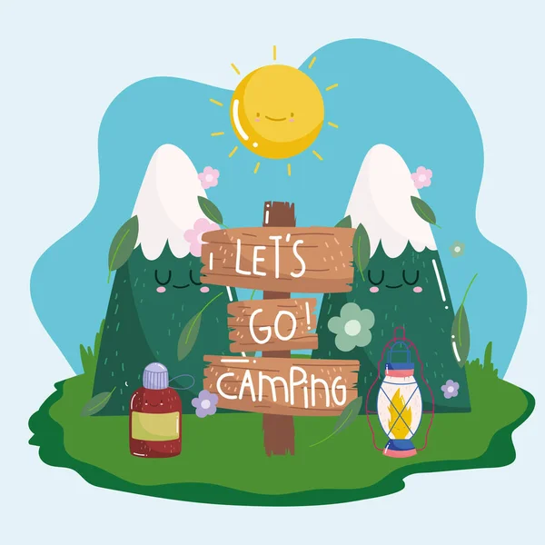 Lets go camping nature — Stock Vector