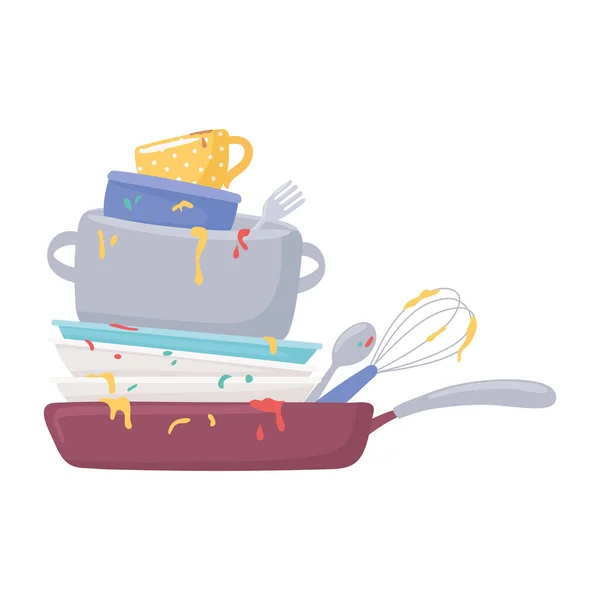 Στοίβα από βρώμικα πιάτα — Διανυσματικό Αρχείο