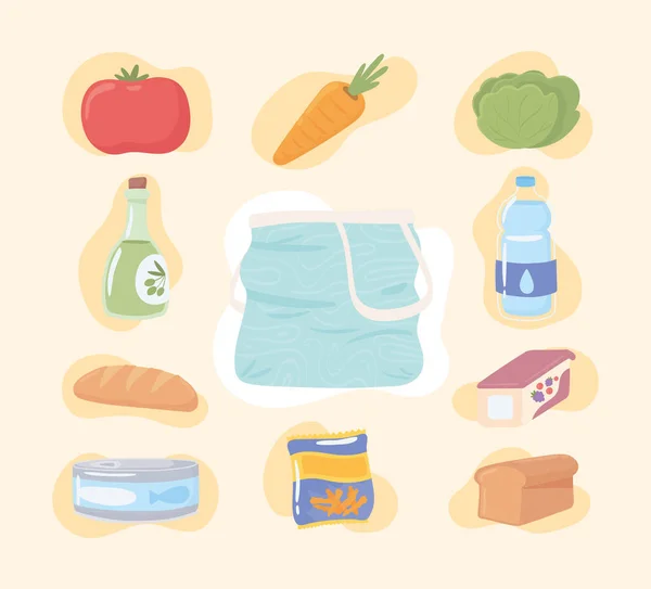 Iconos de alimentos de comestibles — Archivo Imágenes Vectoriales