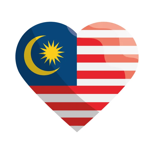 Srdce s malajsijskou vlajkou — Stockový vektor