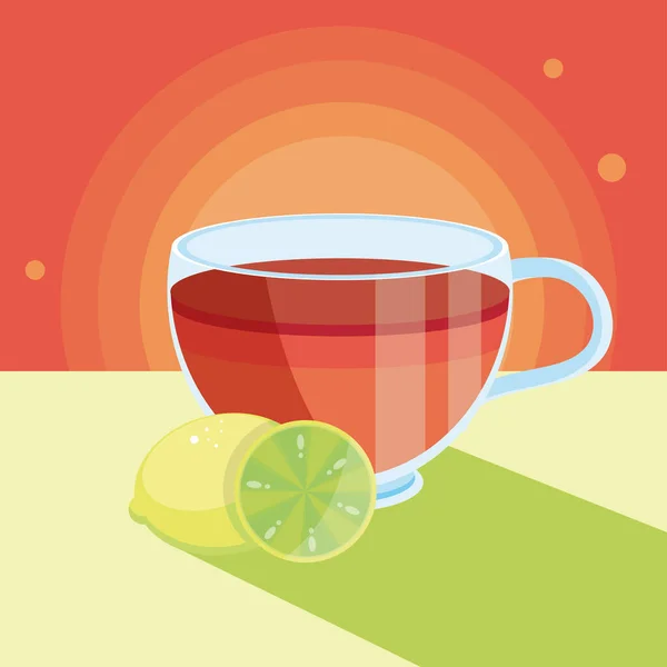 Tea with lemon — Stock Vector