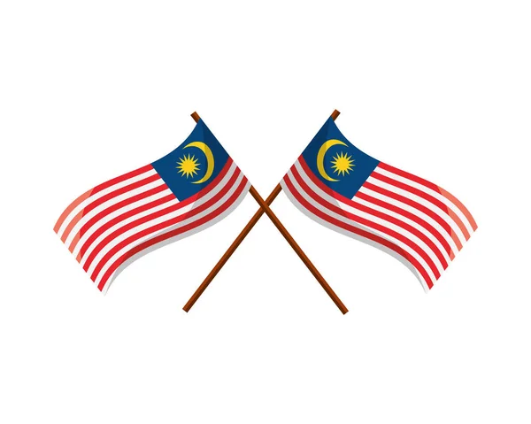 Malajsijské vlajky překročeny — Stockový vektor
