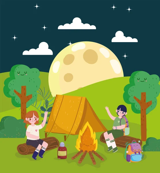 People night camping — Stock Vector