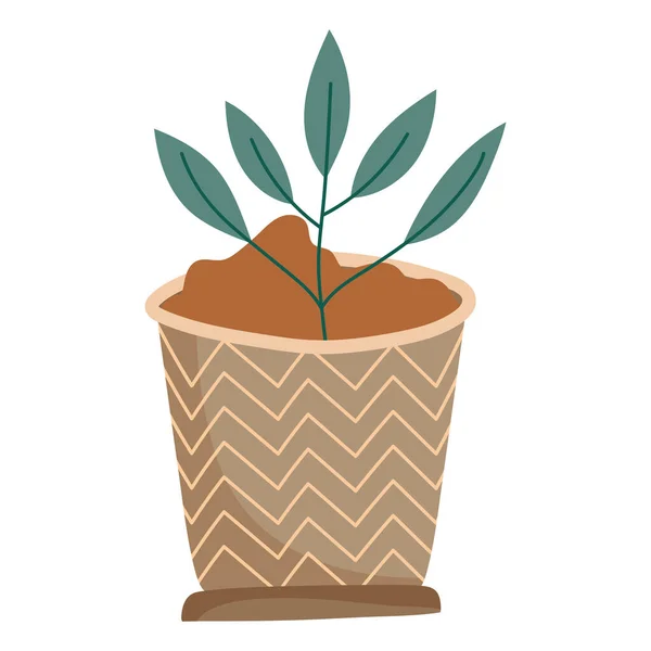 Plant with soil in pot — Stock Vector